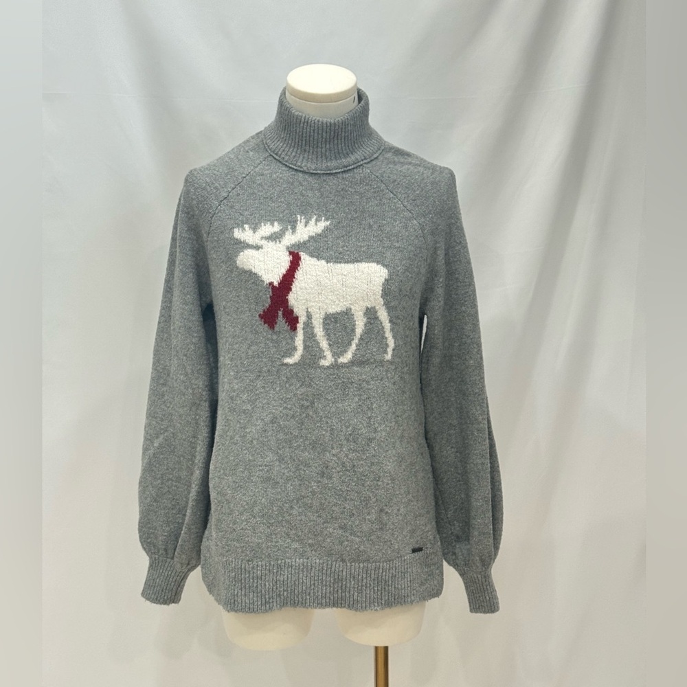 Abercrombie Holiday Moose Sweater XS Gray
